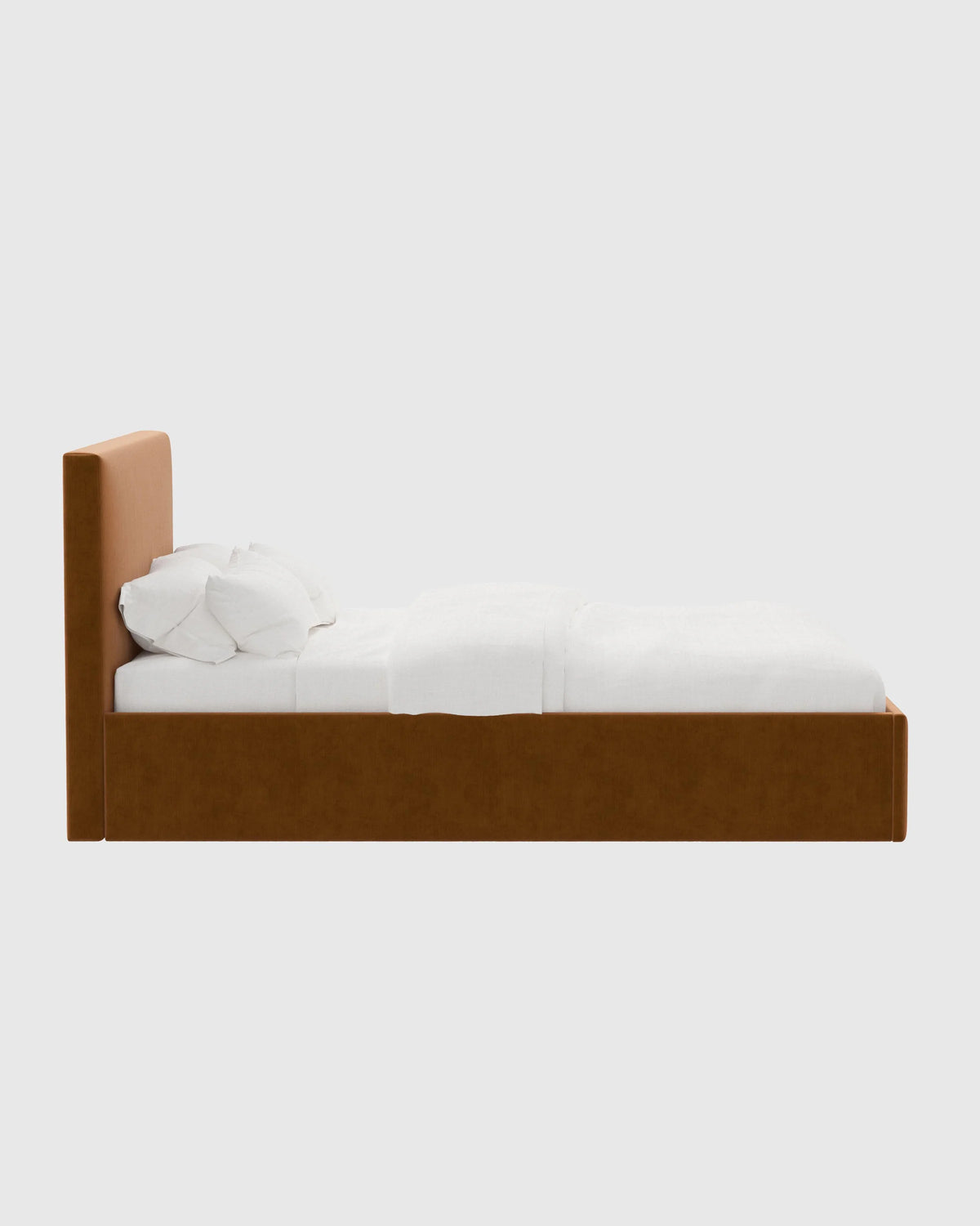 Square Bed in Performance Velvet - Full / Chocolate
