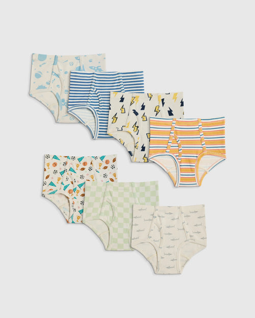 Boys 100% Organic Cotton Classic Briefs 7-pack - 6 / Boy Mix Prints