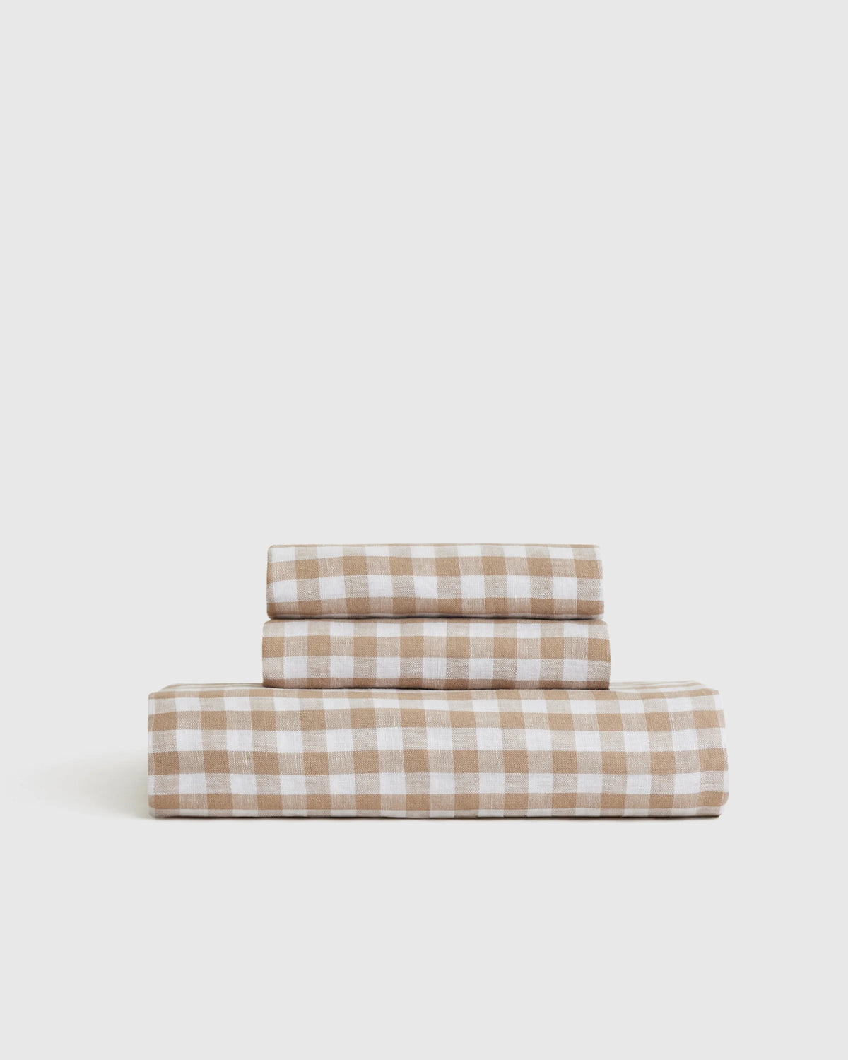 European Linen Gingham Fitted Sheet Set - Twin / Blue Fog