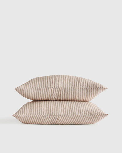 European Linen Stripe Sham Set - Standard / Natural/White Stripe