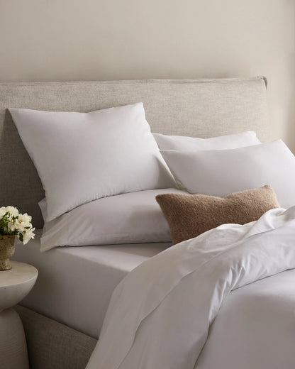 Organic Crisp Percale Deluxe Bedding Bundle - Twin / White