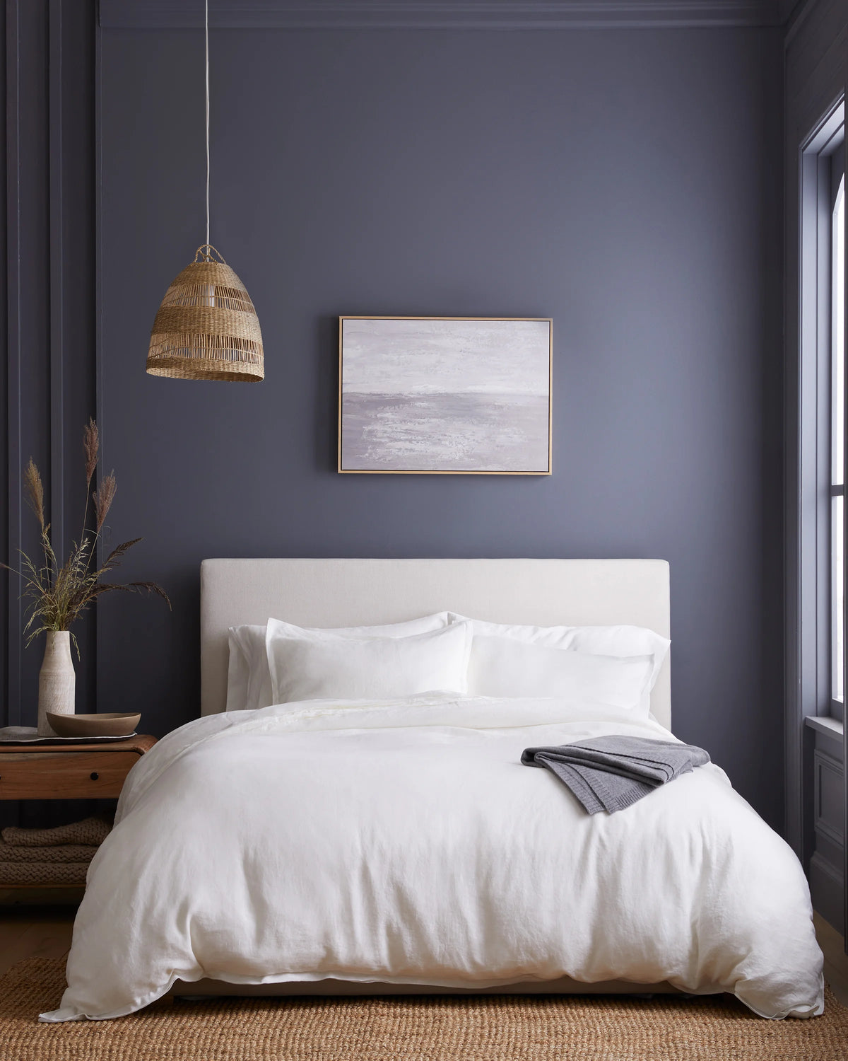 European Linen Double Embroidered Edge Duvet Cover Set - Twin / Sand with Terracotta Embroidery