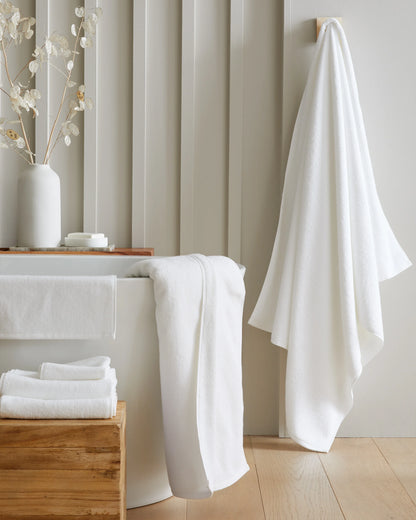 Turkish Ribbed Quick Dry Bath Towel Bundle - One Size / White