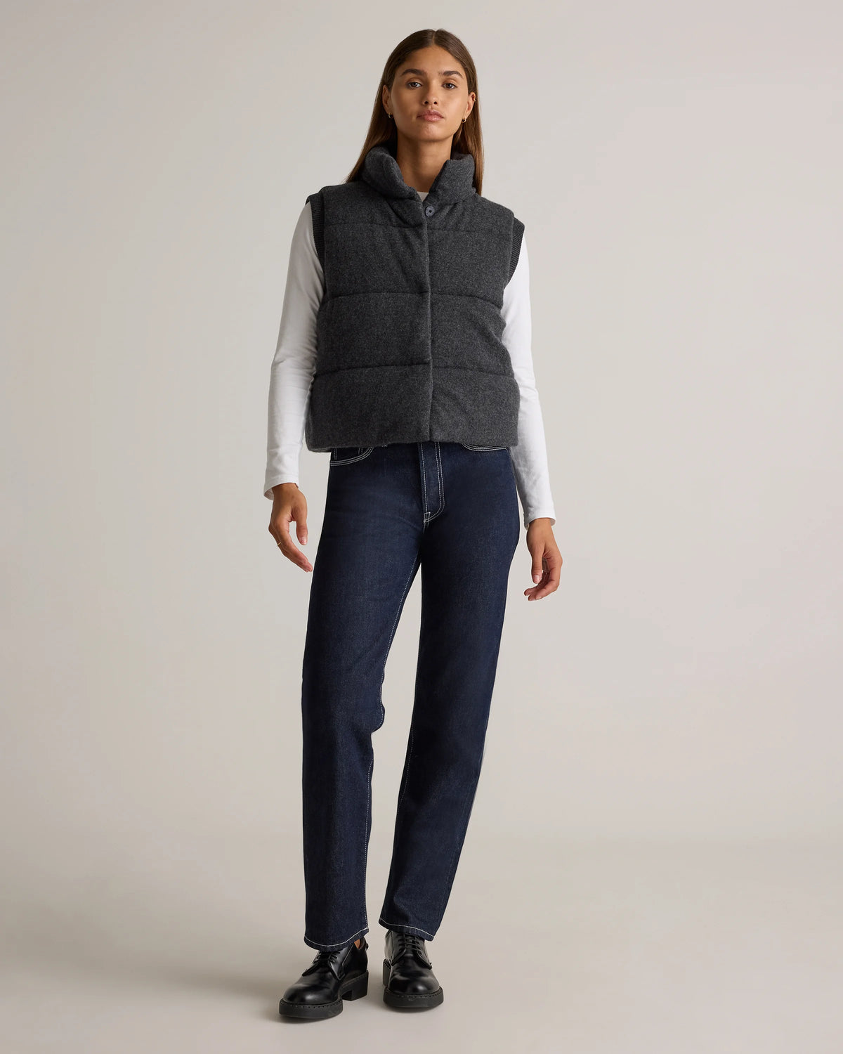 Mongolian Cashmere Puffer Vest - XS / Black