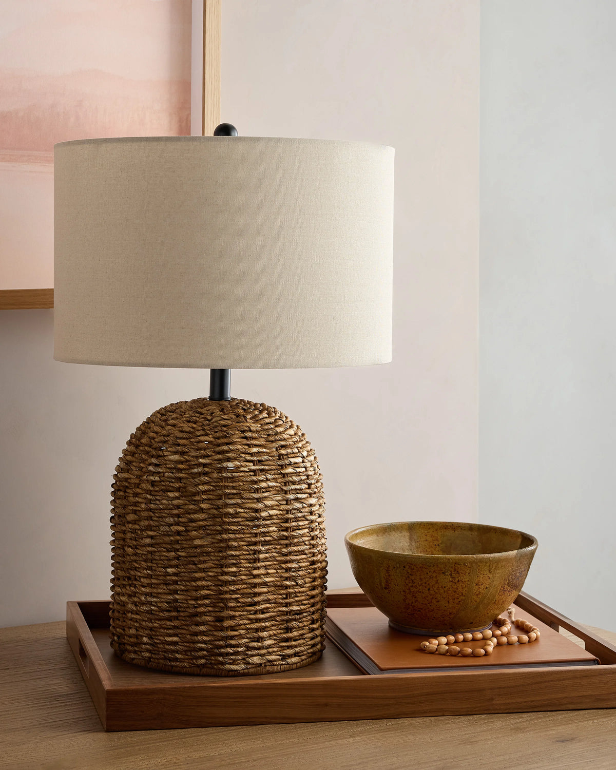 Arched Seagrass Table Lamp - One Size / Brown
