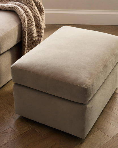 Brennan Ottoman in Performance Velvet - One Size / Taupe