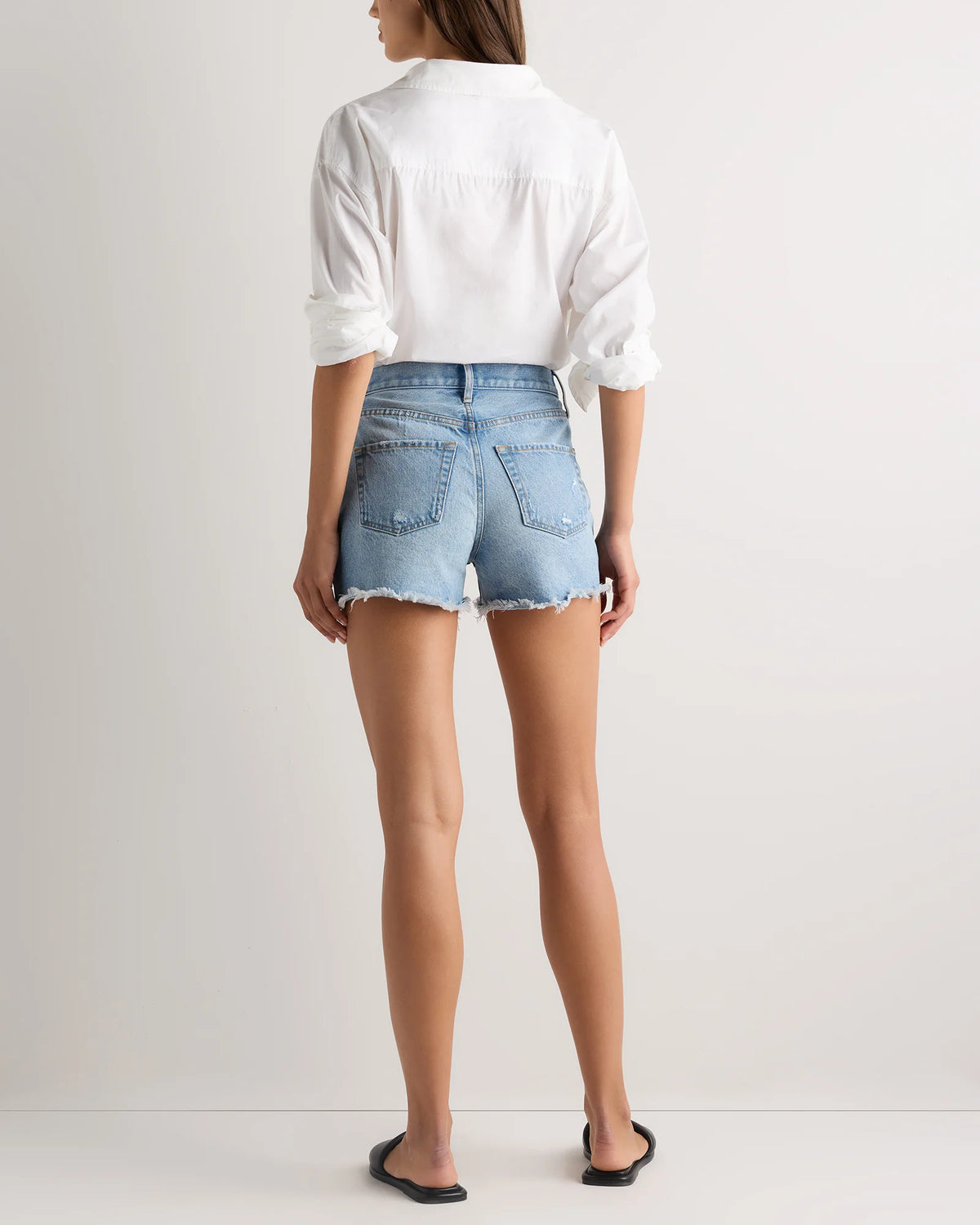 Bella Rigid Cut Off Shorts - 24 / Powder Blue Distressed Fray