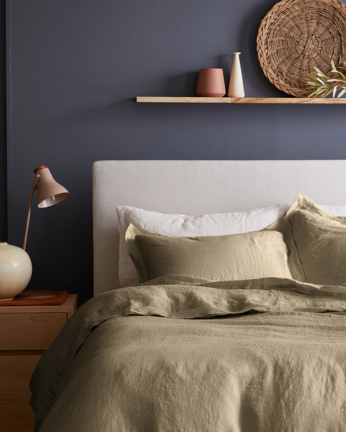 European Linen Double Flange Duvet Cover - Twin / Pine