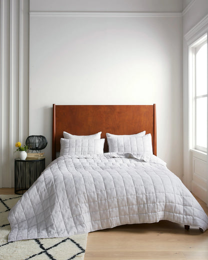 European Linen Box Quilt - Twin / Dusty Mauve