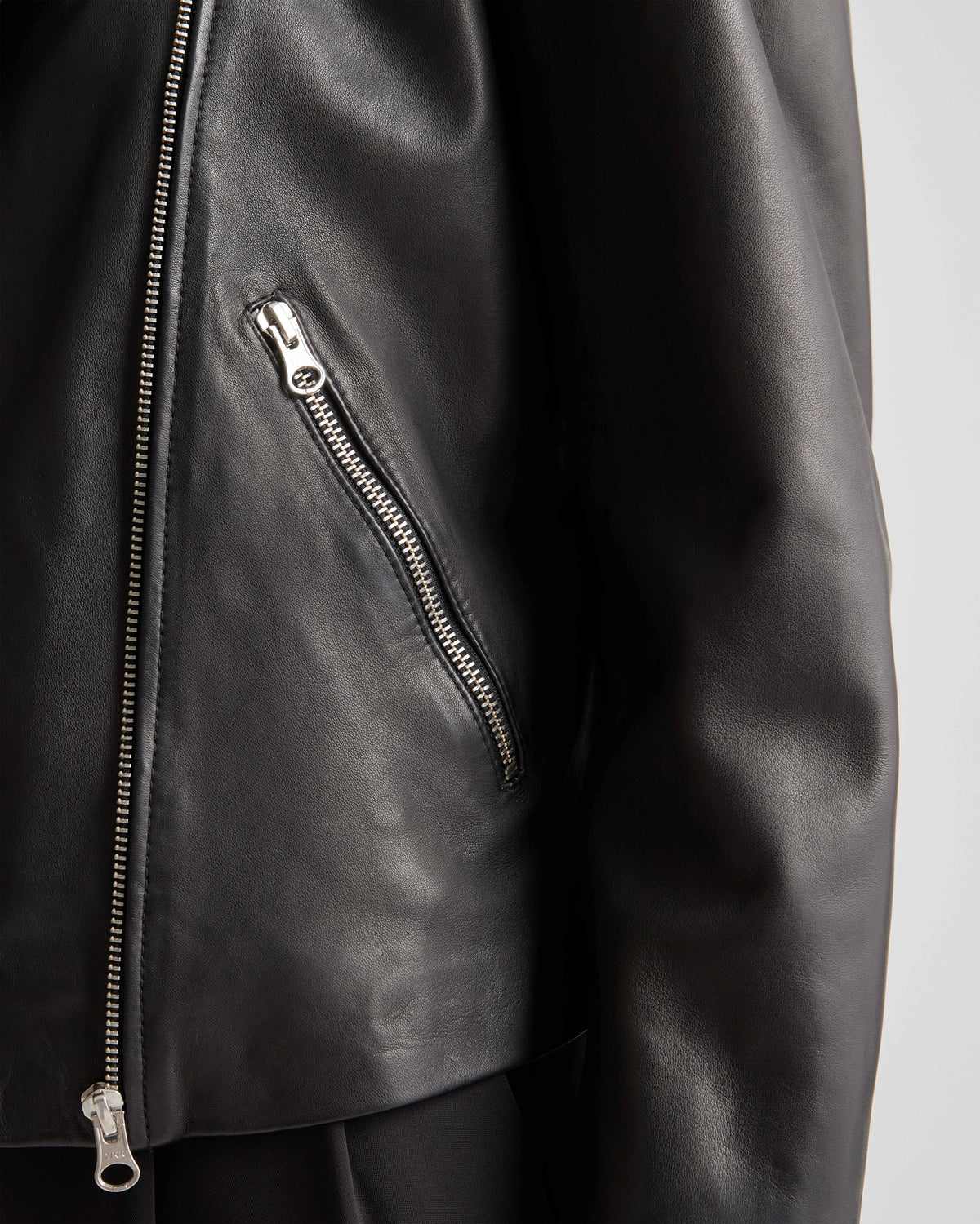 100% Washed Leather Biker Jacket - XS / Brown