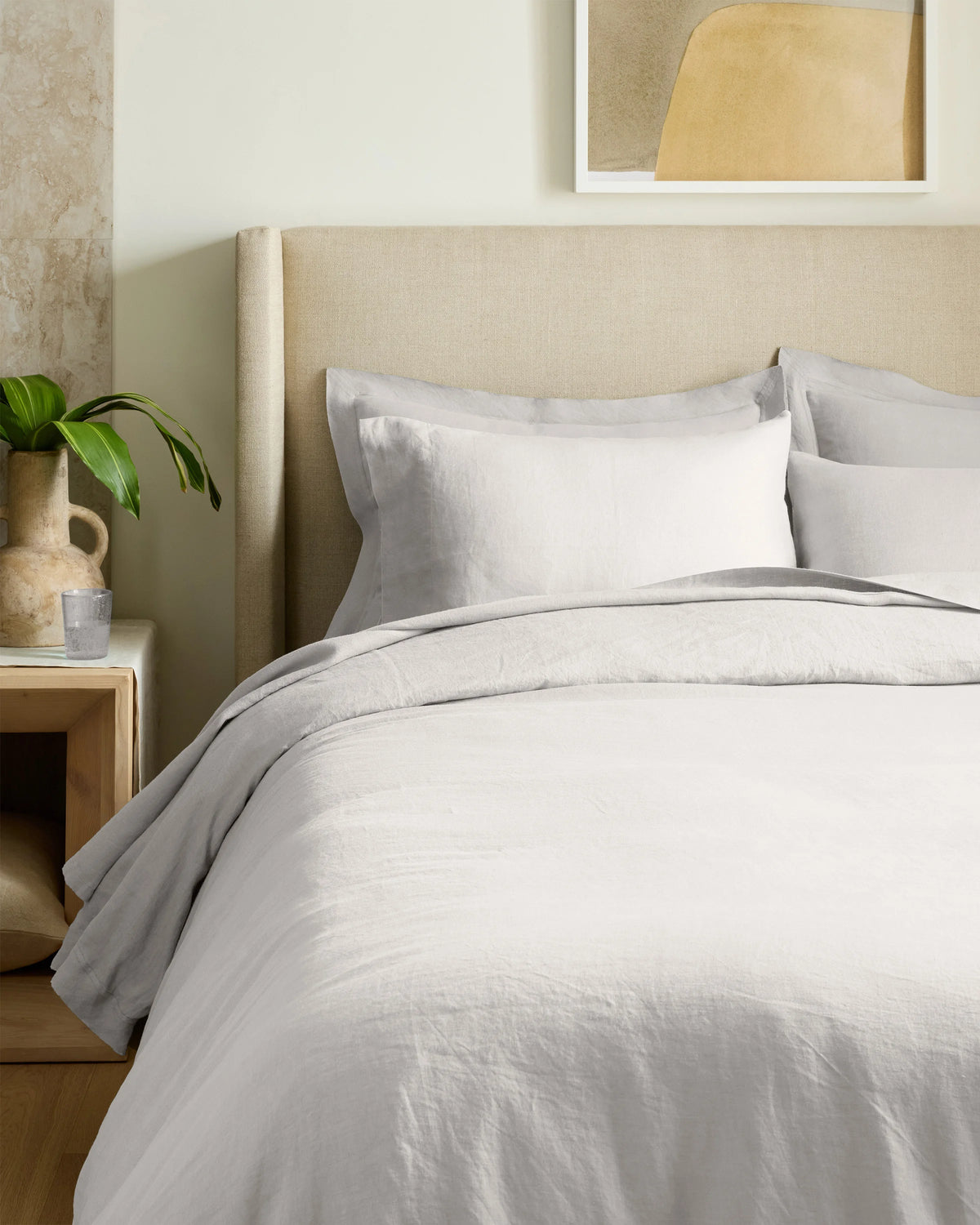 European Linen Double Flange Deluxe Bedding Bundle - Twin / White