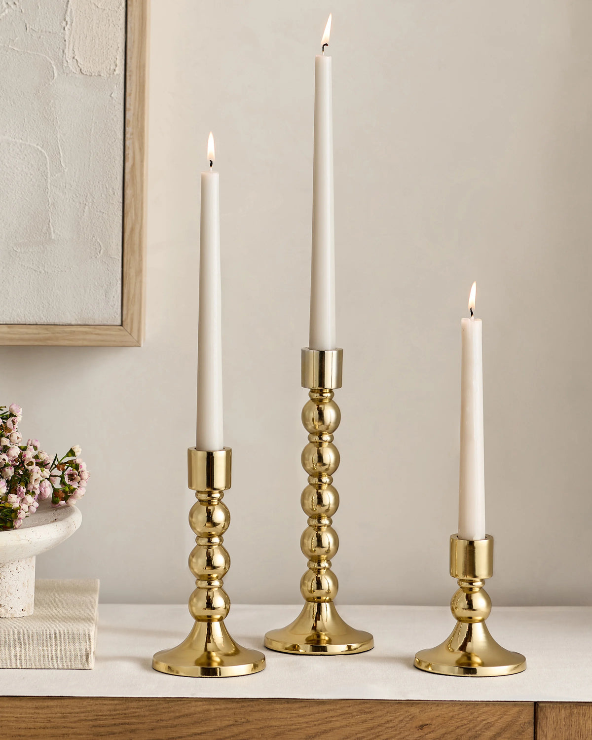 Brass Candlestick Holders (Set of 3) - Set of 3 / Brass