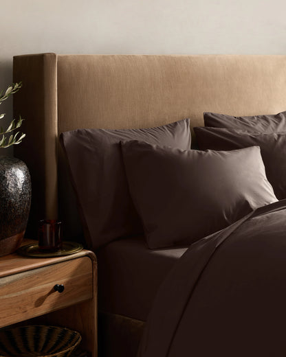 Organic Crisp Percale Duvet Cover Set - Twin / Espresso