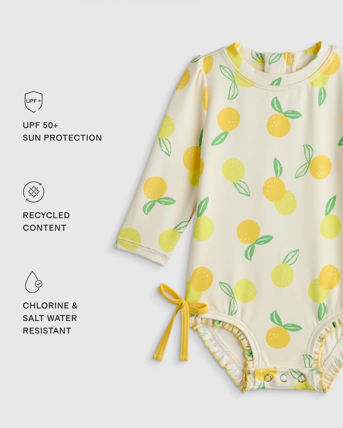 Long Sleeve Tie One-Piece Swimsuit - 0-3M / Soft Ditsy Floral