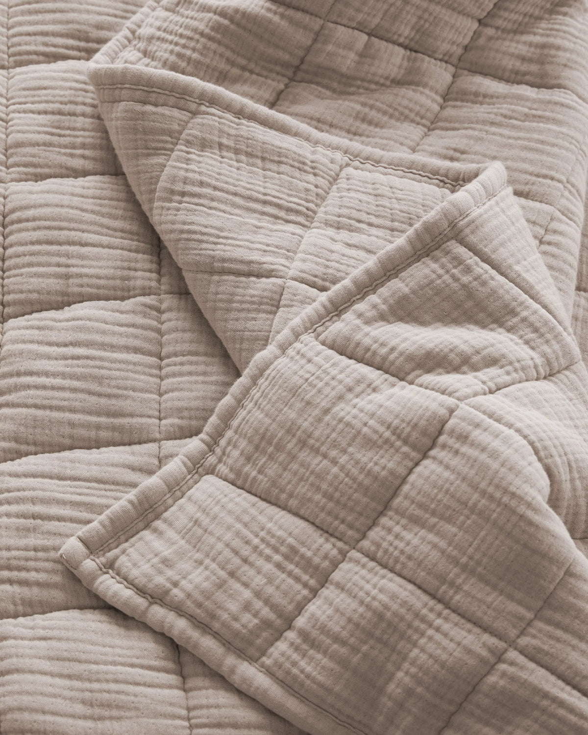 Organic Cotton Gauze Box Quilt - Twin / Mineral