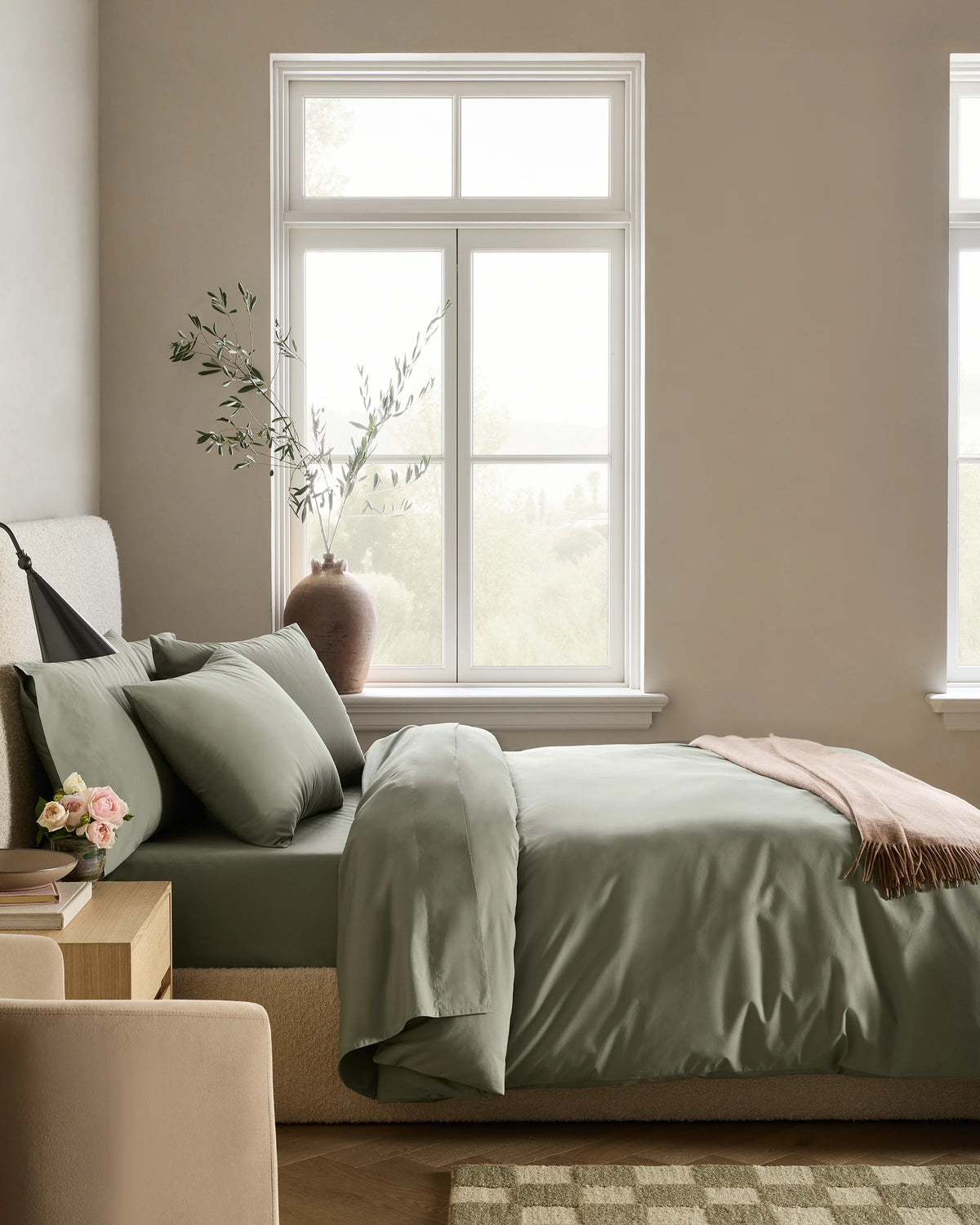 Organic Crisp Percale Deluxe Bedding Bundle - Twin / White