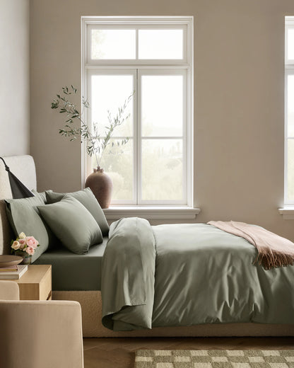 Organic Crisp Percale Deluxe Bedding Bundle - Twin / White