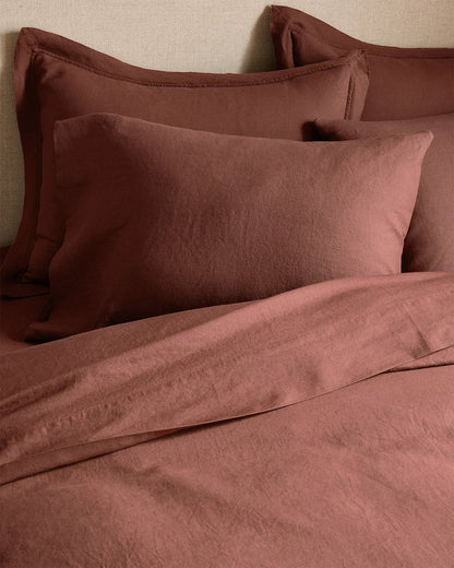 European Linen Double Flange Duvet Cover Set - Twin / Dusty Olive