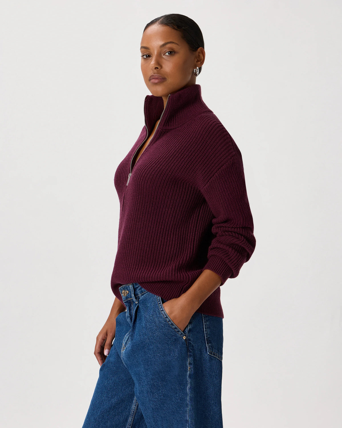 Australian Merino Wool Half Zip Sweater - XS / Heather Grey