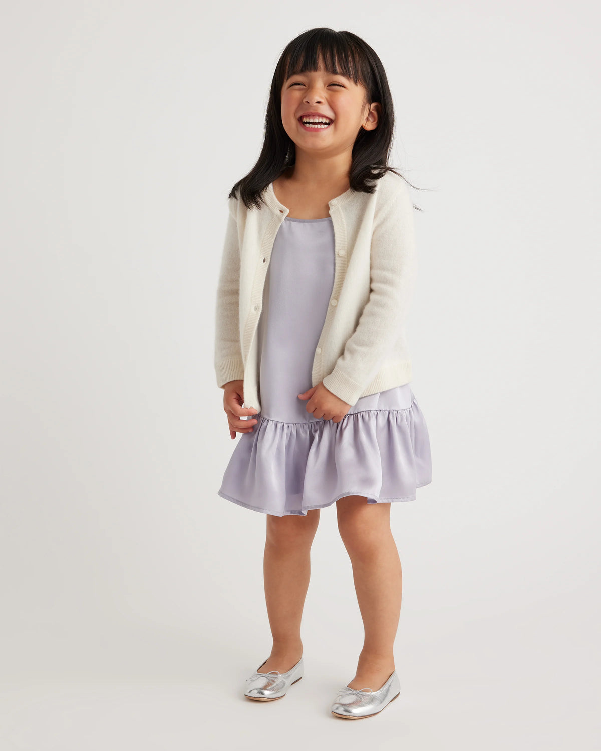 100% Washable Silk Dress - 2T / Grey Lilac
