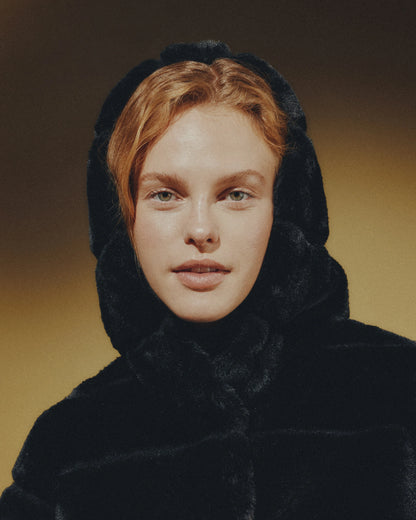 Hooded Faux Fur Jacket - XS / Black