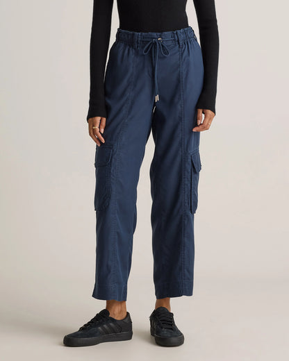 Vintage Wash Tencel Drawstring Cargo Pants - XS / Olive