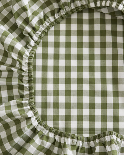 Organic Percale Gingham Crib Sheet 2-Pack - One Size / Blue Fog