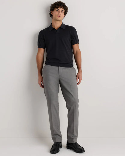 Cotton-Silk Johnny Collar Polo - S / Speckled Beige