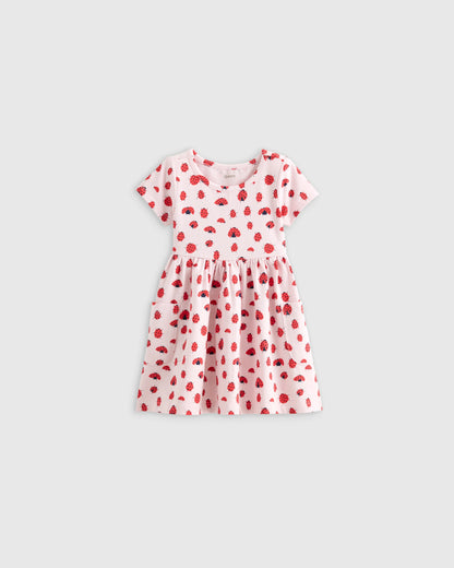 Organic Cotton Fit and Flare Pocket Dress - 12-18M / Cloud Rainbow Stripe