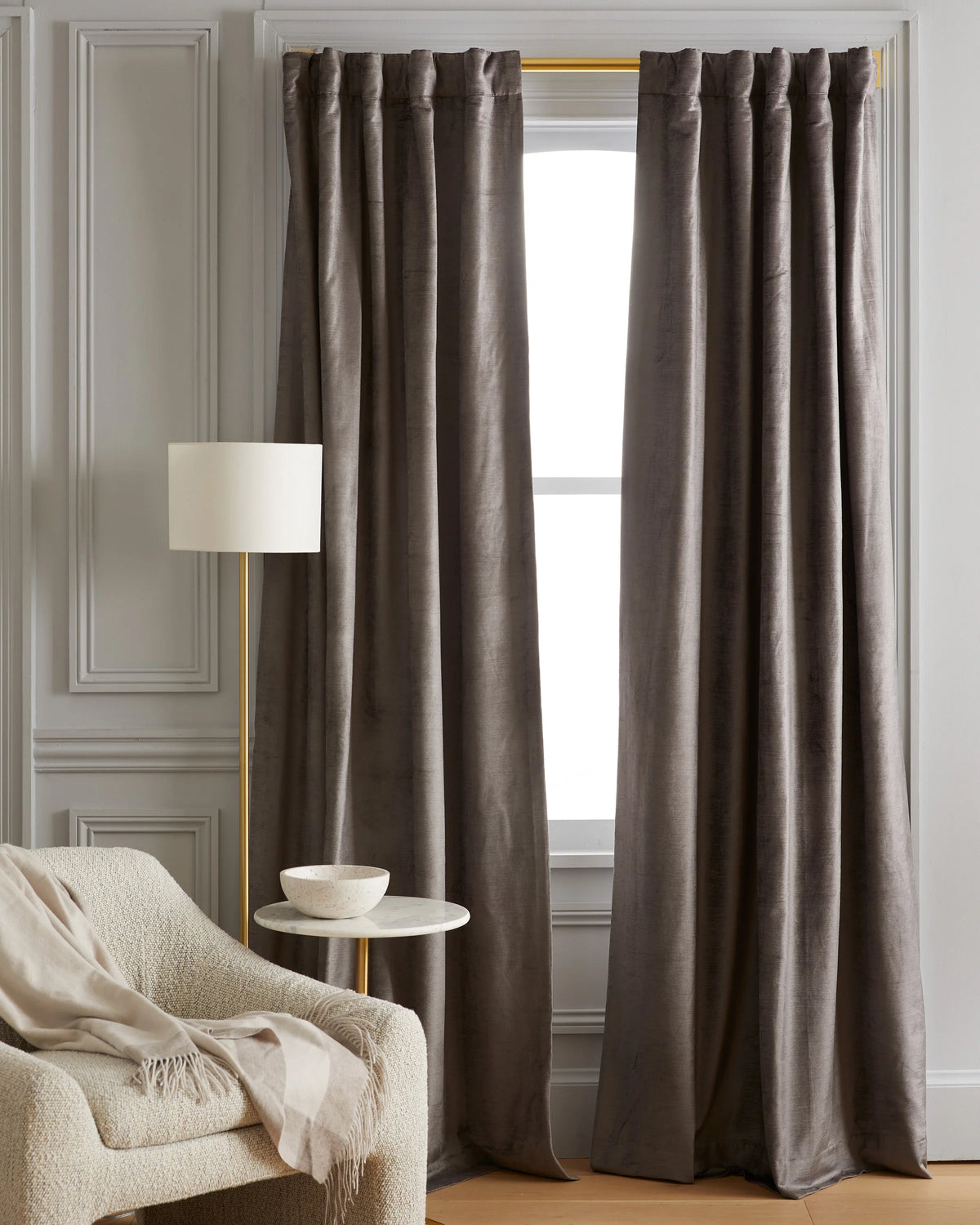 Luster Velvet Room Darkening Curtain - Single Panel - 48x84 / Champagne