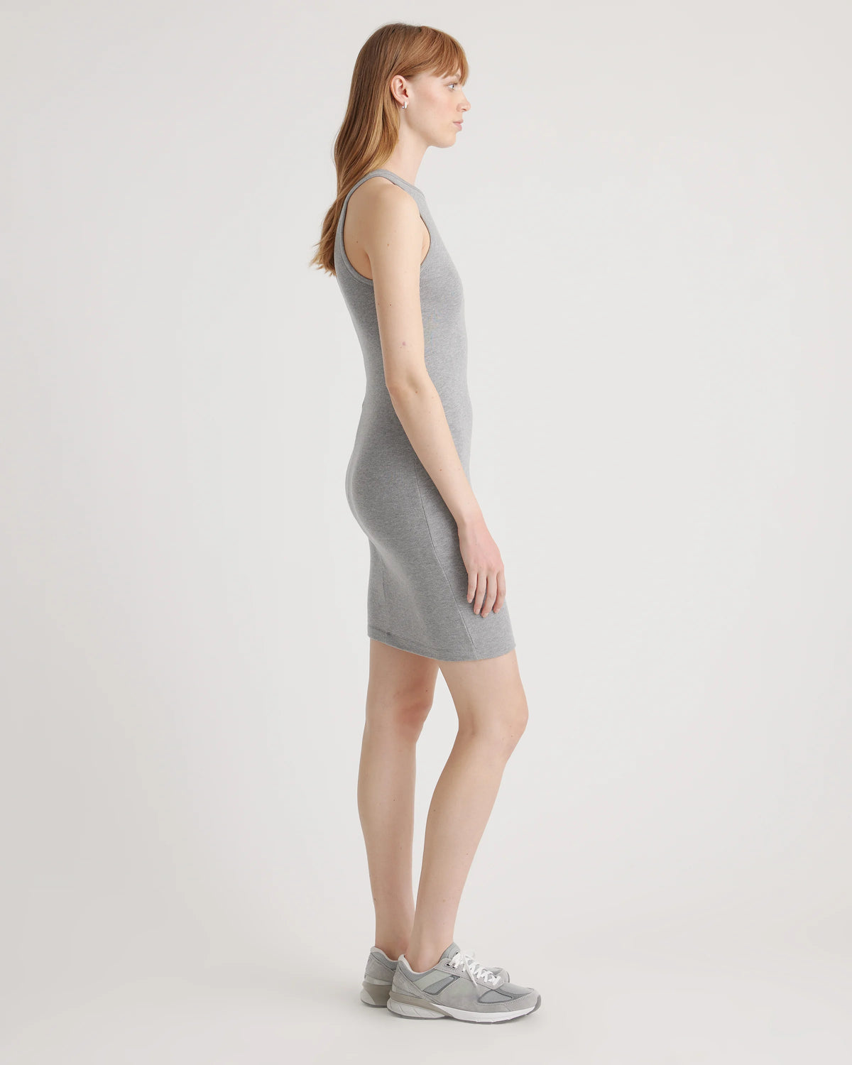 Tencel Rib Knit Sleeveless Mini Dress - XS / Heather Grey