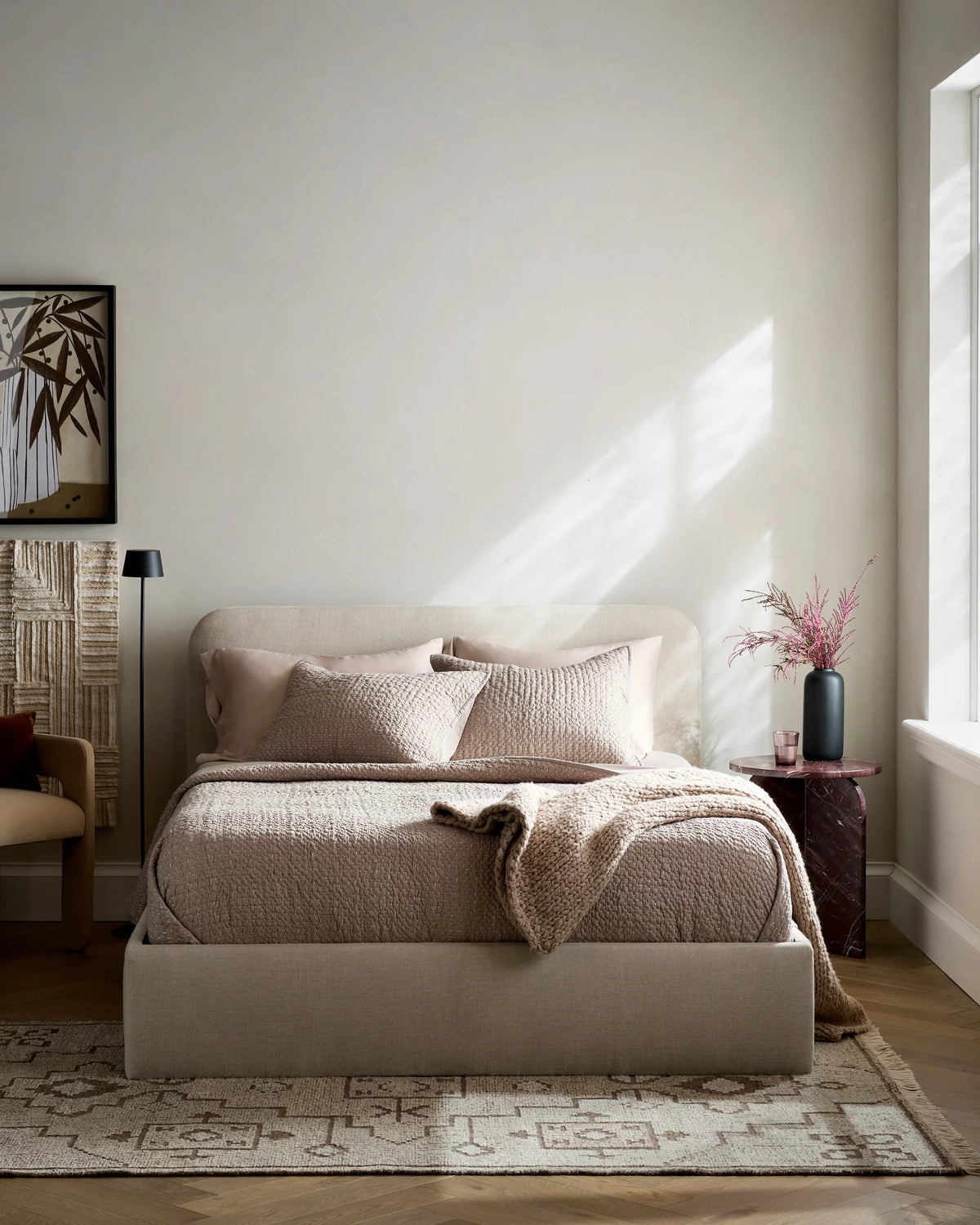 Organic Cotton Hand Stitched Quilt - Twin / Stone