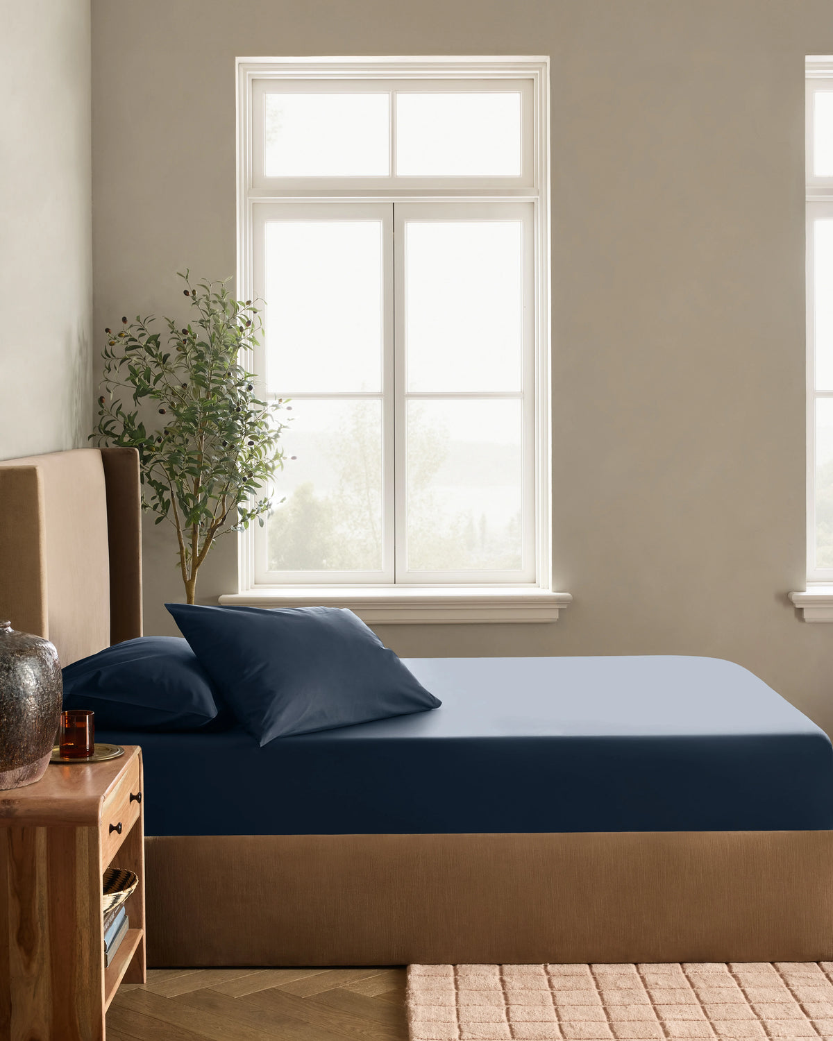 Organic Crisp Percale Fitted Sheet Set - Twin / Espresso