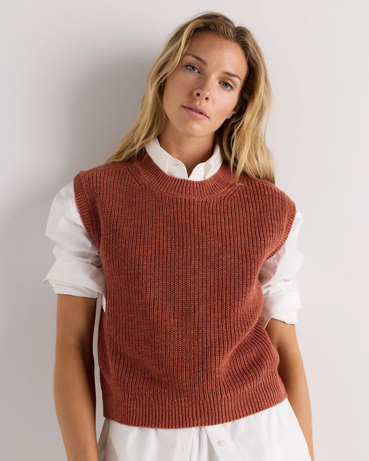 Cotton Linen Sweater Tank - XS / Canyon Burnt Orange