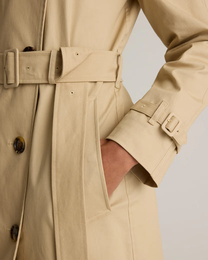 Comfort Stretch Long Trench Coat - XS / Dark Khaki