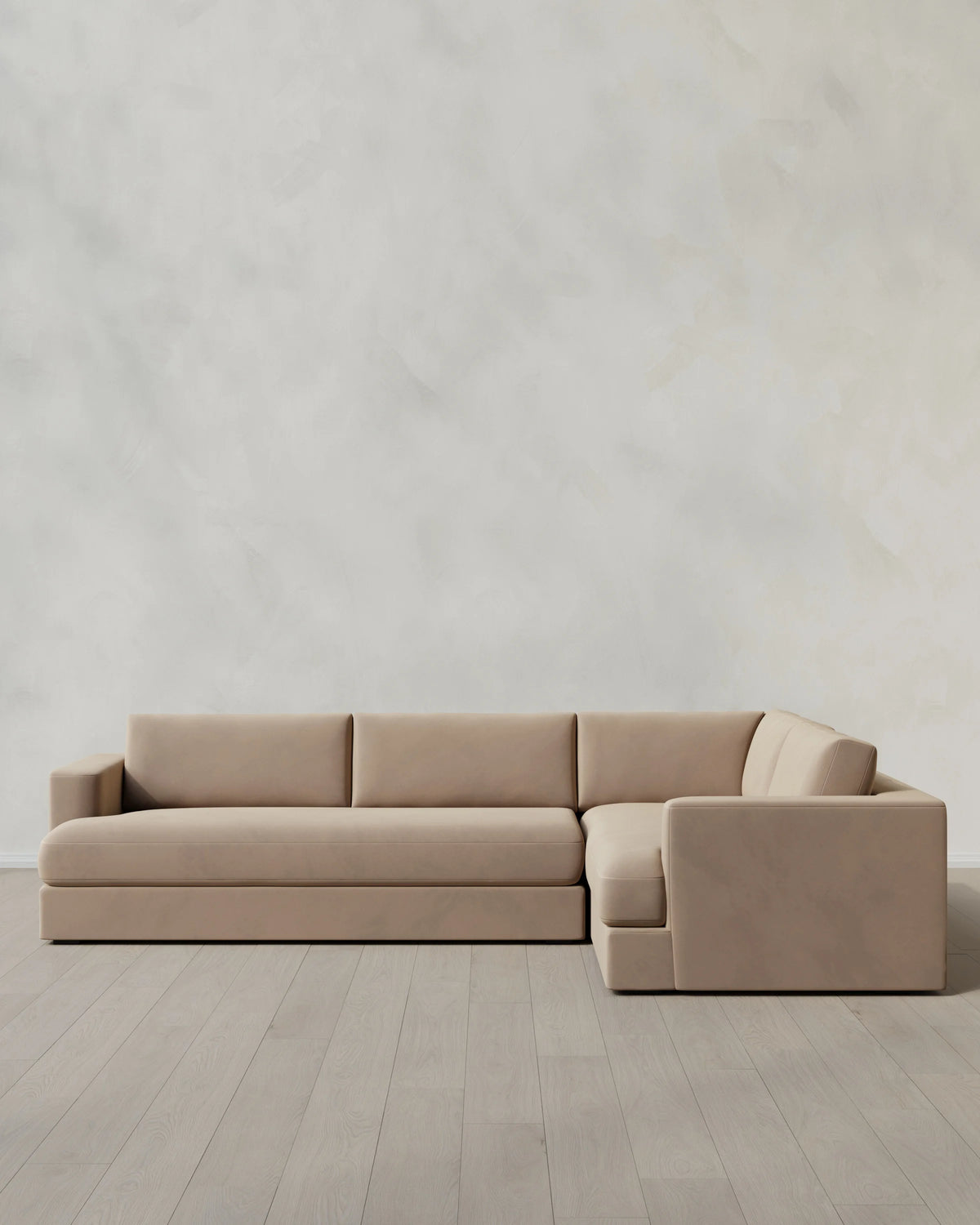 Sierra Curved Arm L Sectional in Performance Velvet - Right Arm / Sable