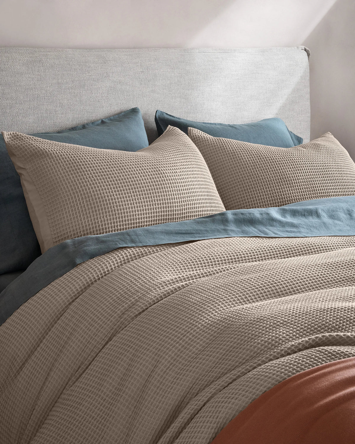 Organic Waffle Duvet Cover Set - Twin / White