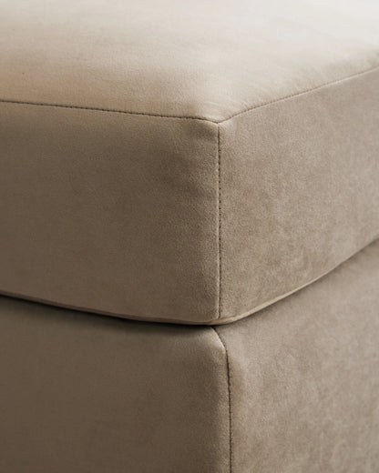 Brennan Ottoman in Performance Velvet - One Size / Taupe