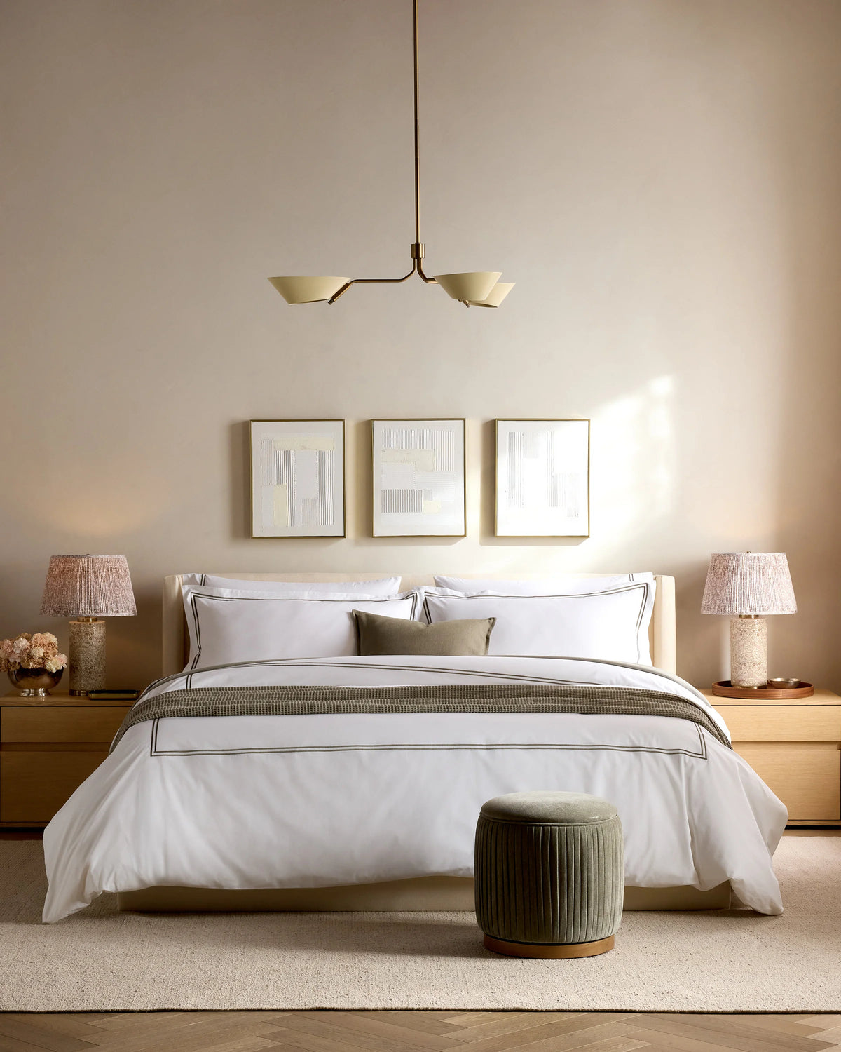Organic Crisp Percale Embellished Sham Set - Standard / White/Navy