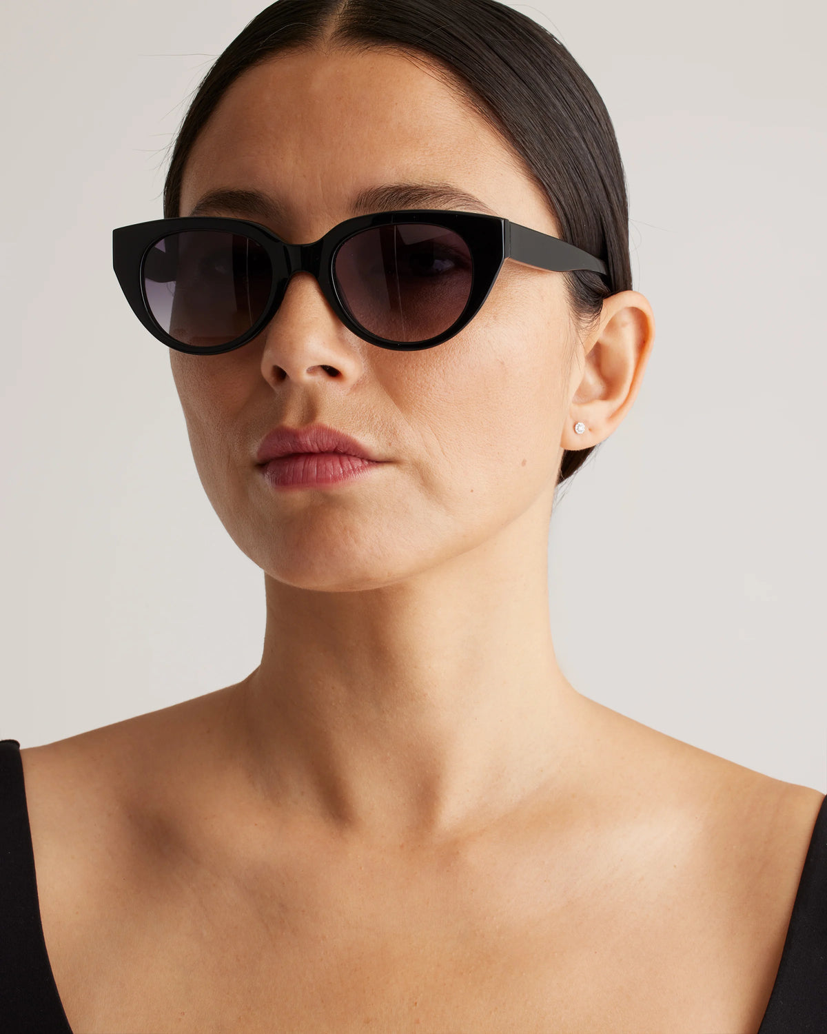 Capri Polarized Acetate Sunglasses - Standard / Black with Grey Gradient lens