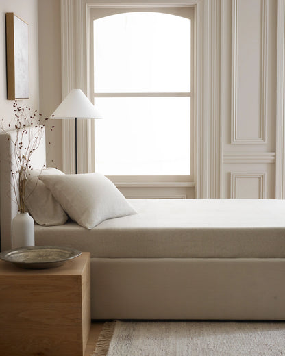 European Linen Fitted Sheet Set - Twin / Peach