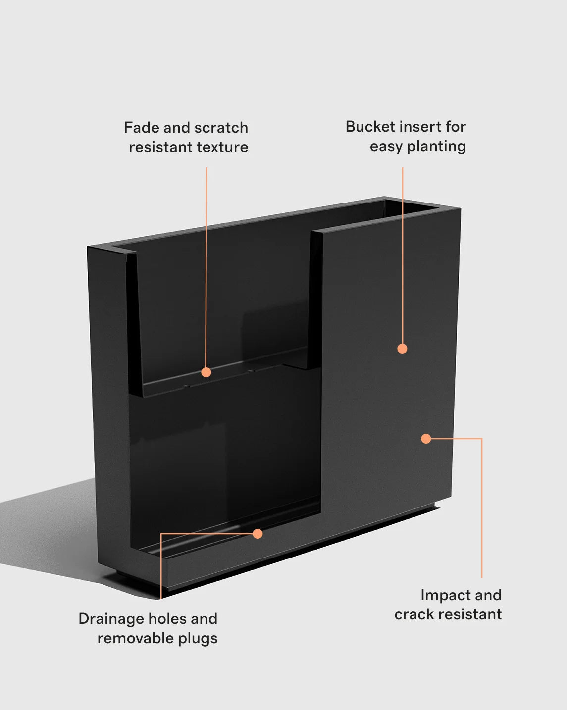 Block Series All Weather Rectangular Planter by Veradek - One Size / Black