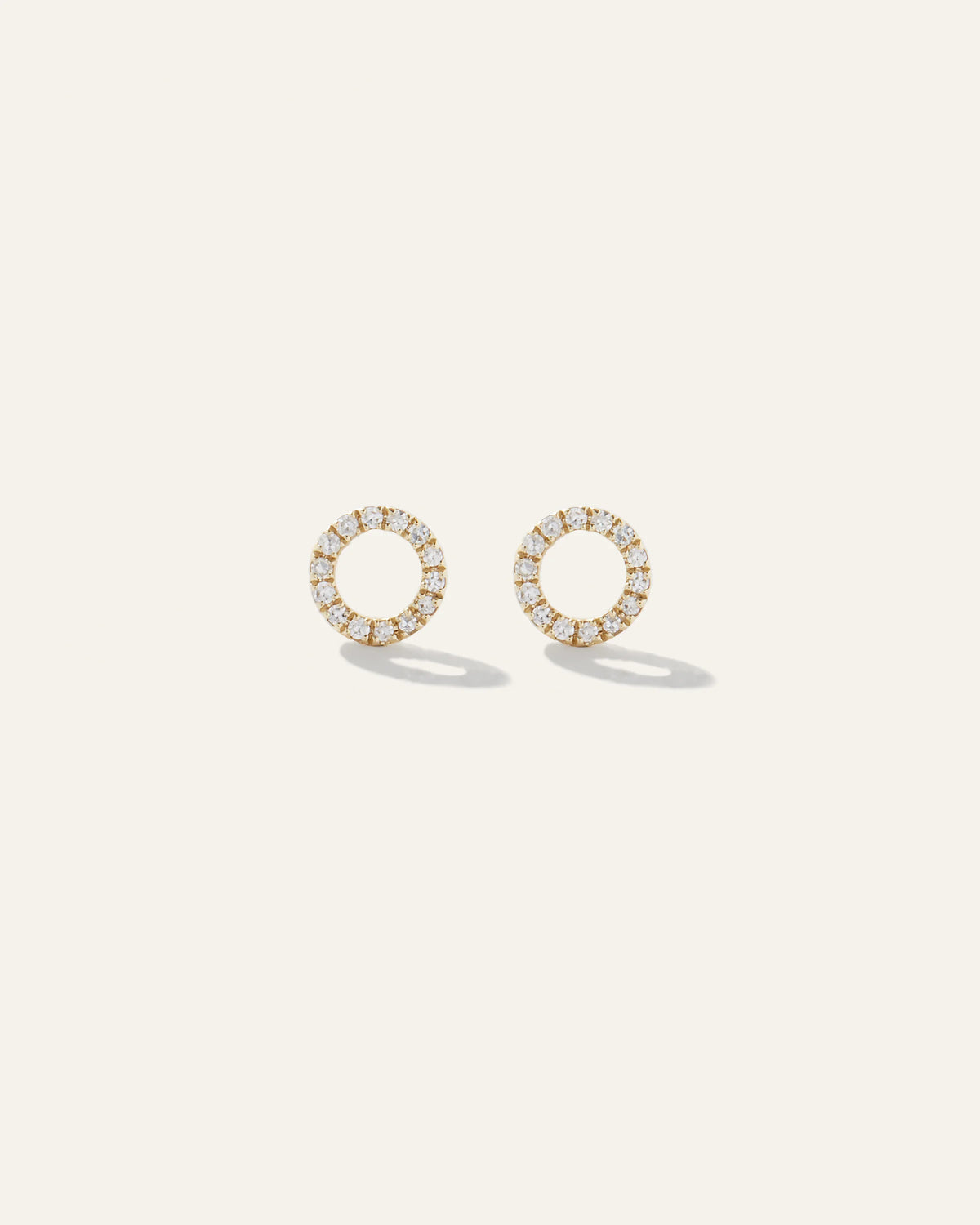 14K Diamond Pave Circle Studs - One Size / Yellow Gold