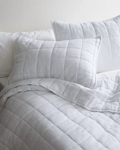 Organic Cotton Gauze Box Quilt Sham Set - Standard / Mineral