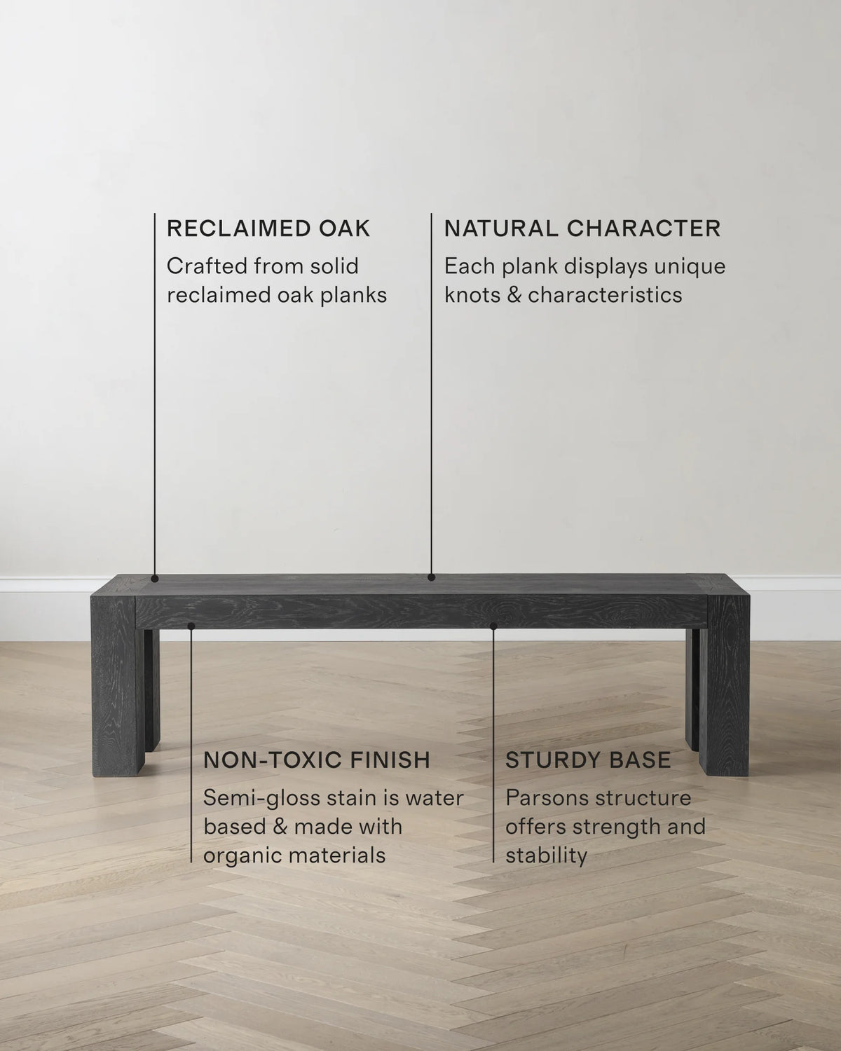 Reclaimed Oak Parsons Dining Bench - One Size / Weathered Oak