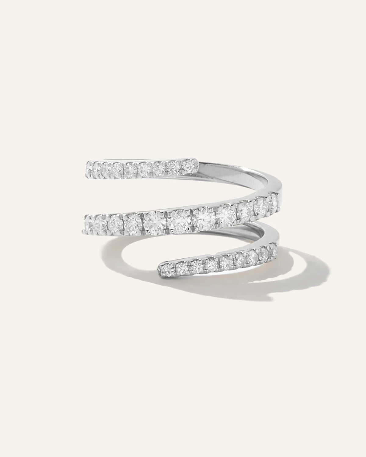 14K Gold Diamond Spiral Ring - 5 / Yellow Gold