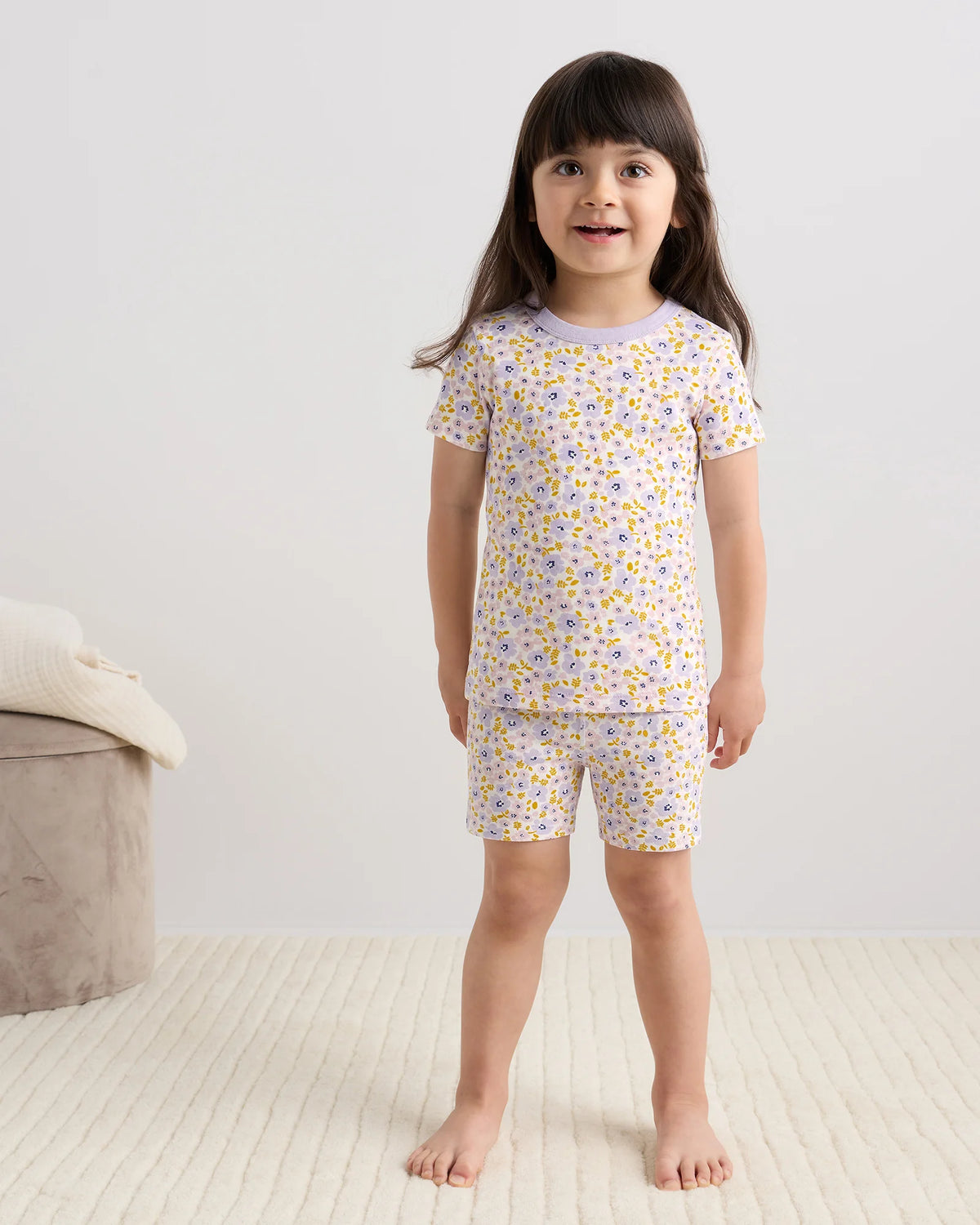 100% Organic Cotton Short Sleeve and Shorts Pajama Set - 2T / Navy Stripe