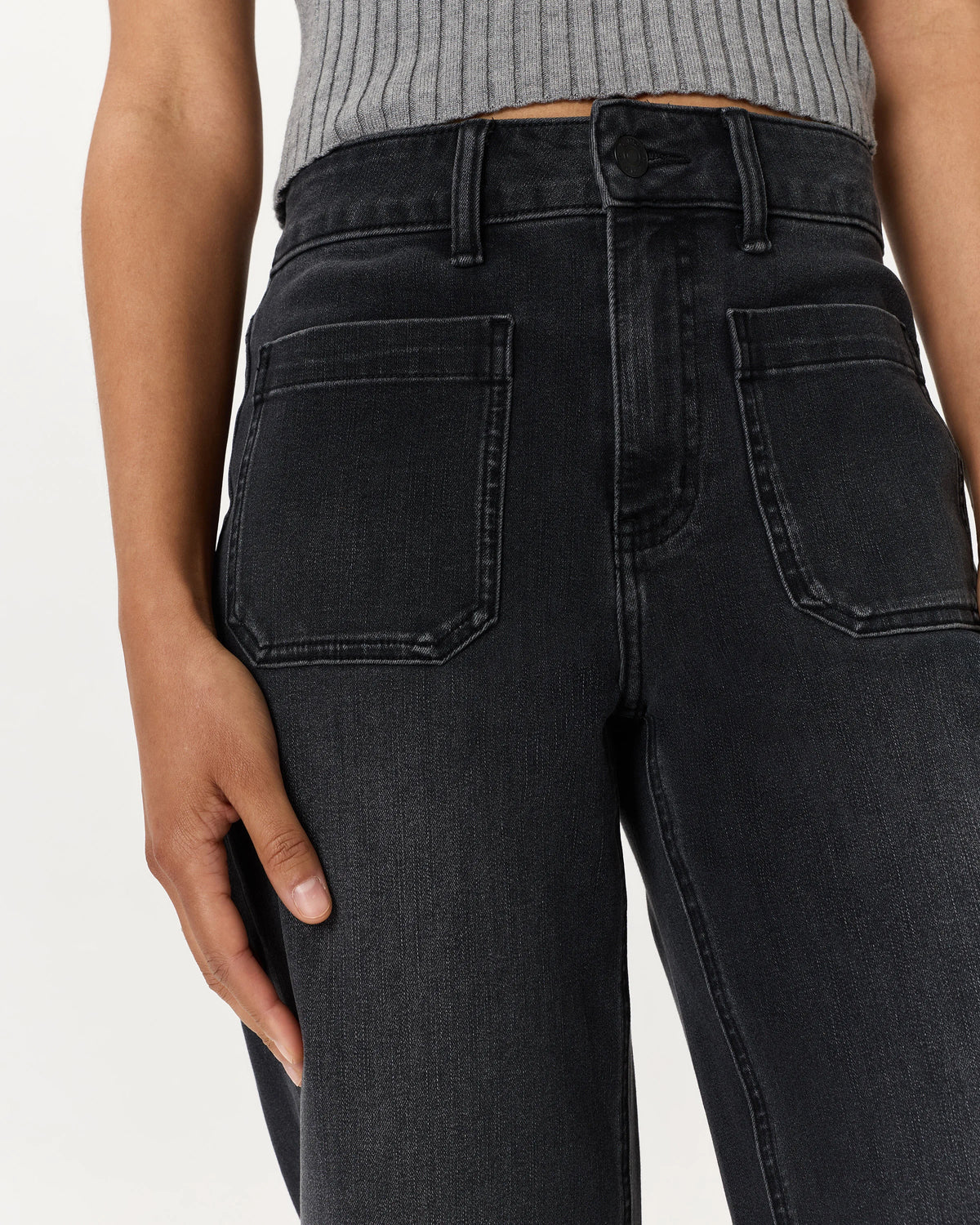 Bella Stretch Patch Pocket Wide Leg Jeans - 24 / Seaside Blue