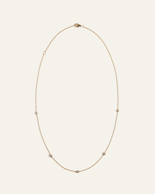 14K Gold Diamond Bezel Station Necklace - One Size / Yellow Gold