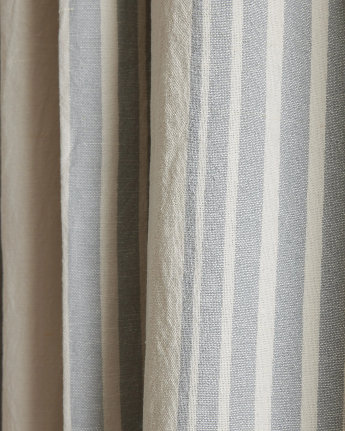 Coastal Stripe Linen Cotton Room Darkening Curtain - Single Panel - 48x84 / Ivory/Sage Green